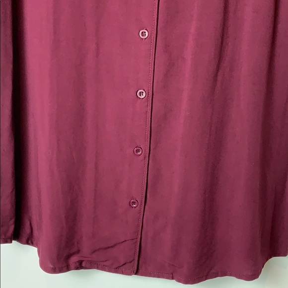 Wine short sleeve button up blouse - Picture 5 of 8